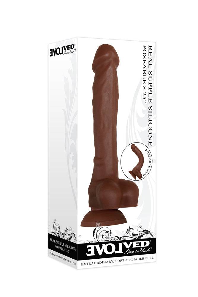 Real Supple Poseable Silicone Dildo 8.25" (dark) — view 4